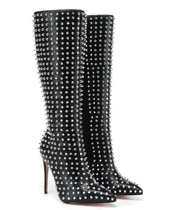Giaro Giaro TRIBECA ZWARTE KNIE LAARZEN MET ZILVERE STUDS