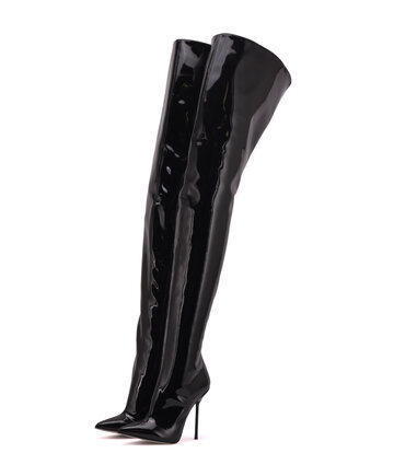 Sanctum Shoes Hoge Italiaanse lieslaarzen JULIETTE met naaldhakken in echt lakleer