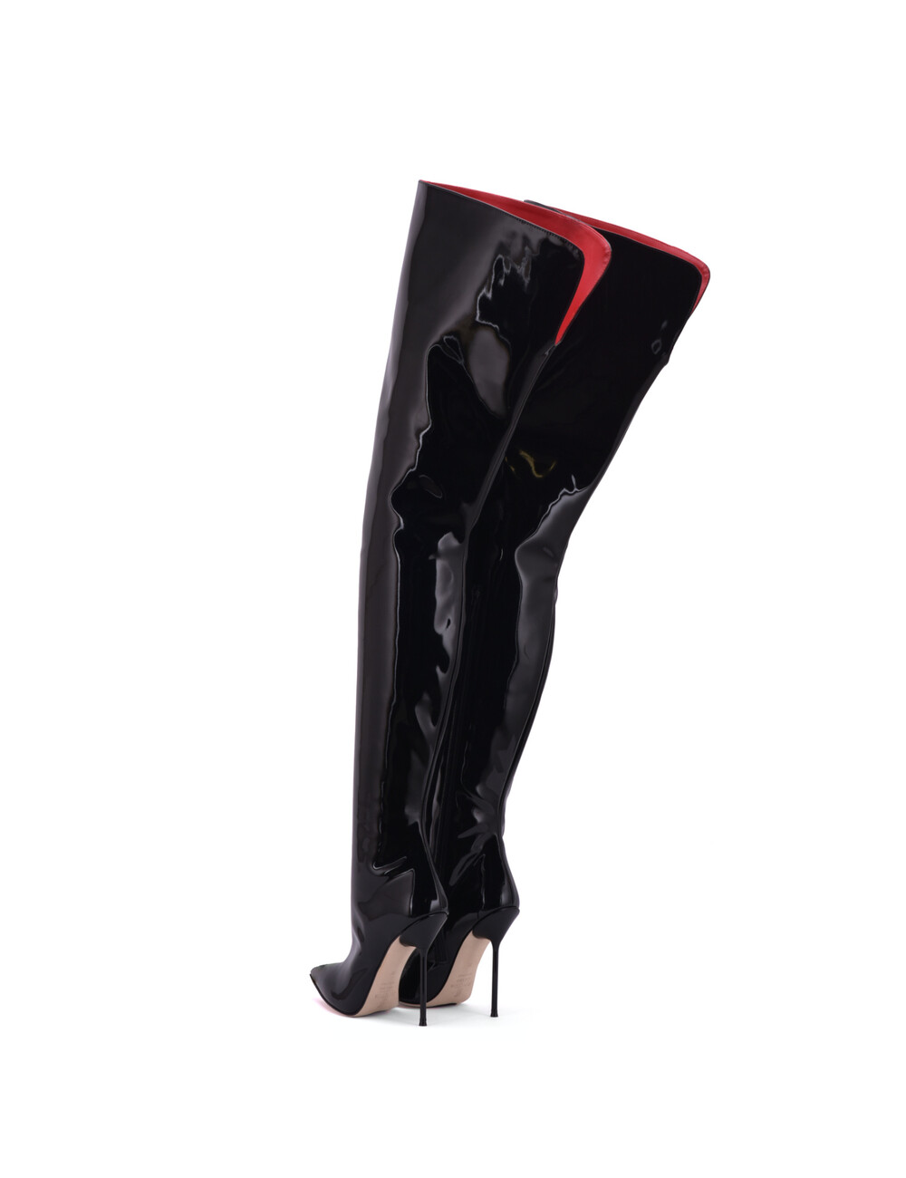 Sanctum Shoes Hoge Italiaanse lieslaarzen JULIETTE met naaldhakken in echt lakleer