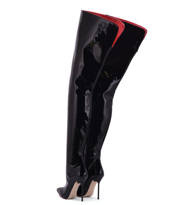 Sanctum Shoes High Italian crotch boots JULIETTE with stiletto heels in genuine patent leather