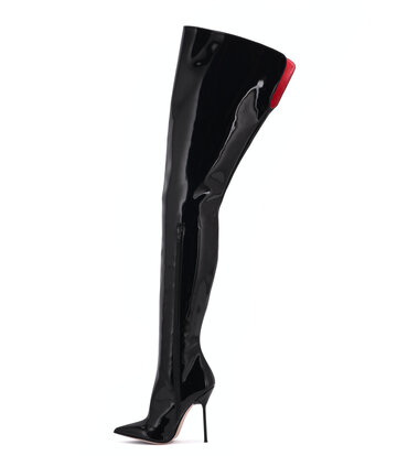 Sanctum Shoes Hohe italienische Schrittstiefel JULIETTE mit Stiletto-Absatz aus echtem Lackleder