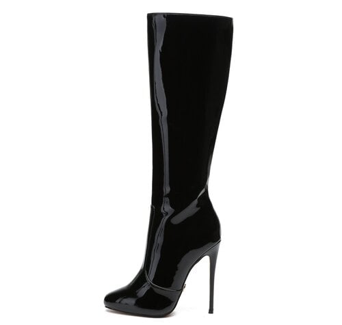 Giaro 301 -BRANDY BLACK SHINY KNEE BOOTS - OUTLET