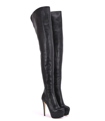 Sanctum Hohe italienische Schrittstiefel ISIS mit Plateauabsatz aus echtem Leder