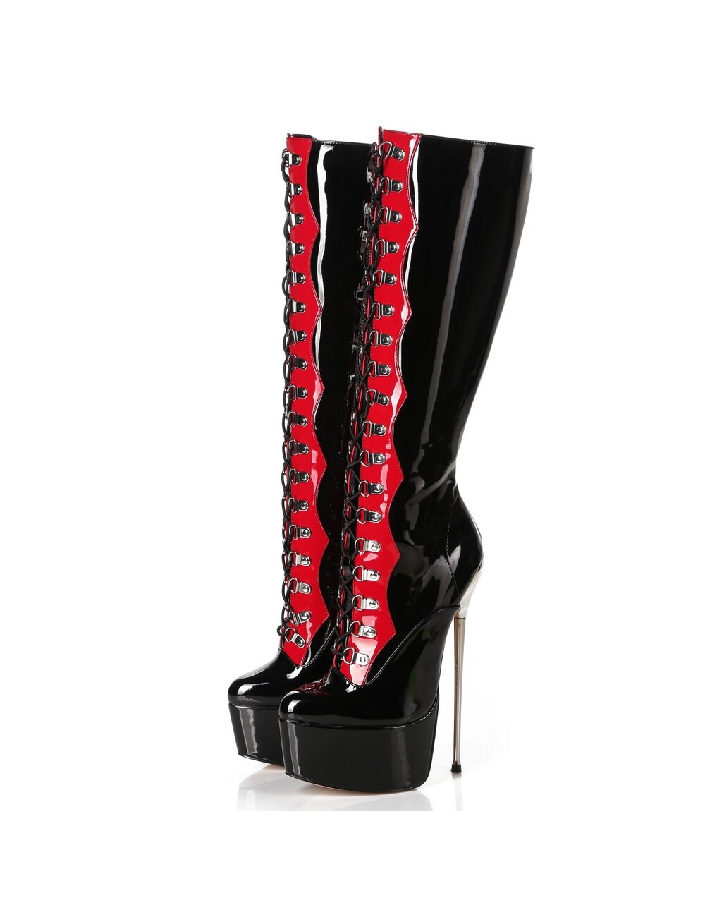 SLICK Giaro SLICK FASCINATE BLACK RED | lace-up platform boots