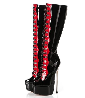 SLICK Giaro SLICK FASCINATE SCHWARZ ROT | Plateaustiefel mit Schnürung