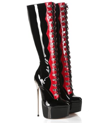 SLICK Giaro SLICK FASCINATE BLACK RED | lace-up platform boots