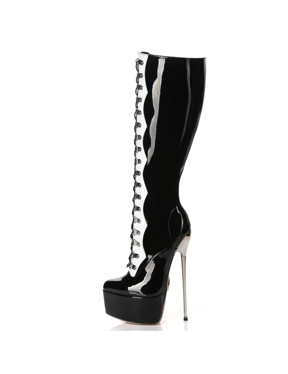 SLICK Giaro SLICK FASCINATE BLACK WHITE | lace-up platform boots