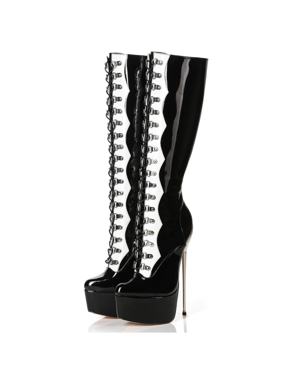 SLICK Giaro SLICK FASCINATE BLACK WHITE | lace-up platform boots