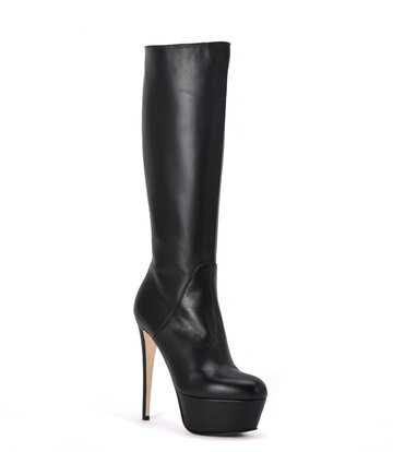 Sanctum Shoes Hoge Italiaanse knielaarzen ISIS met platform hakken in echt leer