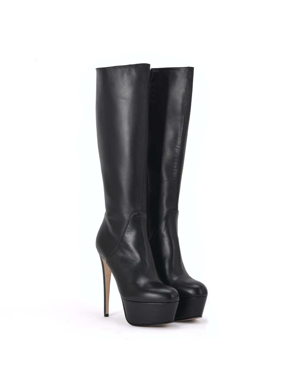 Sanctum Shoes Hoge Italiaanse knielaarzen ISIS met platform hakken in echt leer