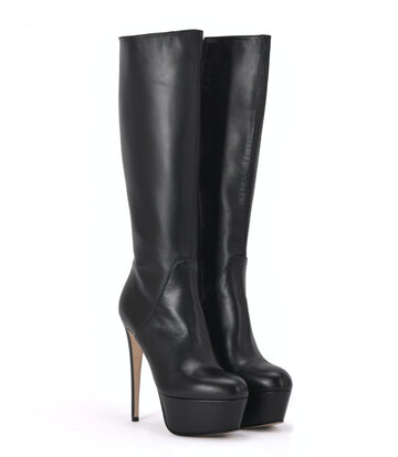 Sanctum Shoes Hoge Italiaanse knielaarzen ISIS met platform hakken in echt leer