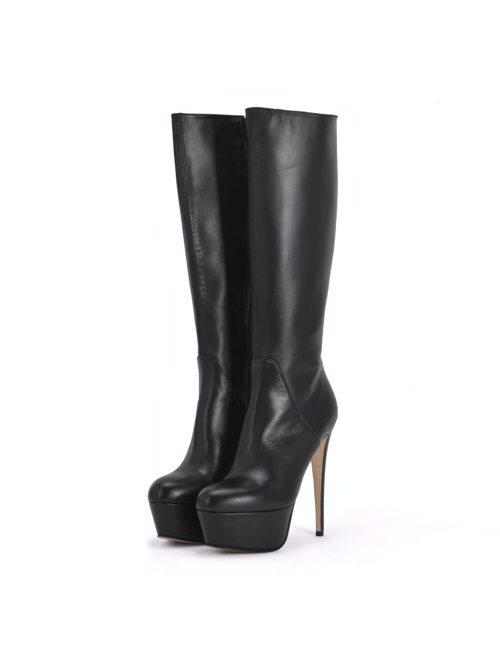 Sanctum Shoes High Italian knee boots ISIS with platform heels in real leather