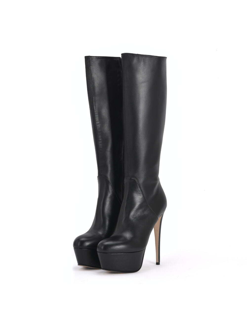 Sanctum Shoes Hoge Italiaanse knielaarzen ISIS met platform hakken in echt leer