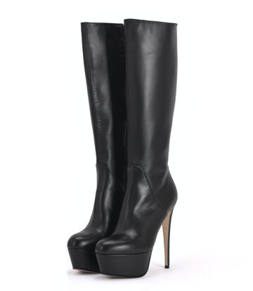 Sanctum Shoes Hoge Italiaanse knielaarzen ISIS met platform hakken in echt leer