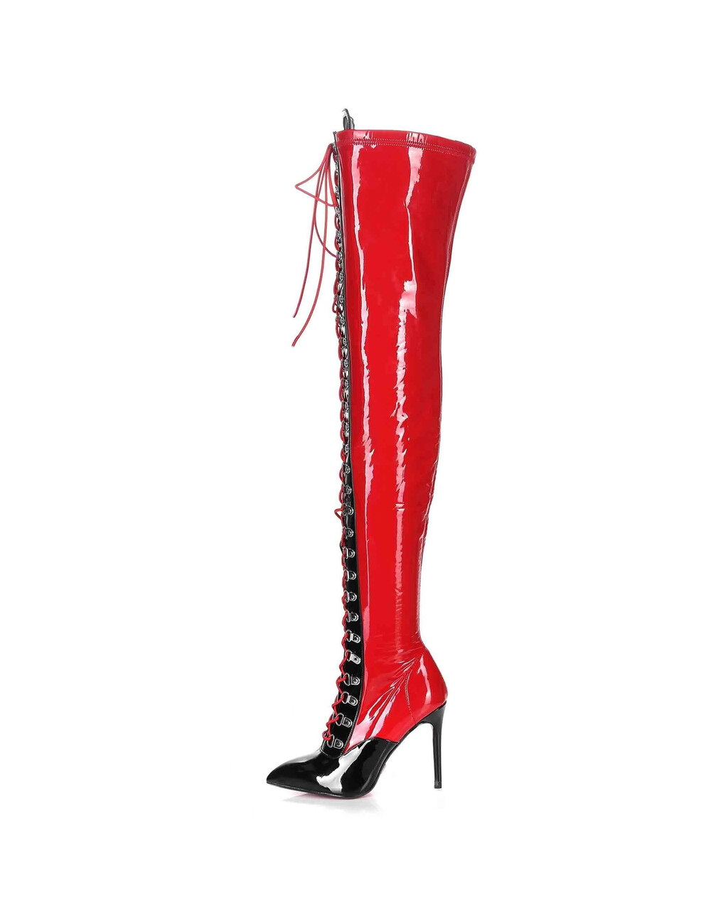 Giaro Giaro VERUSKA 1004 | RED BLACK | LACE-UP THIGH BOOTS