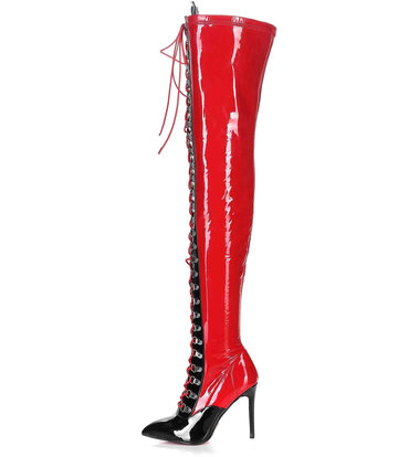 Giaro Giaro VERUSKA 1004 | RED BLACK | LACE-UP THIGH BOOTS