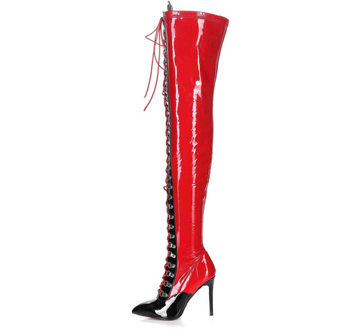 Giaro VERUSKA 1004 | RED BLACK | LACE-UP THIGH BOOTS