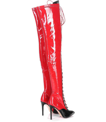 Giaro Giaro VERUSKA 1004 | RED BLACK | LACE-UP THIGH BOOTS