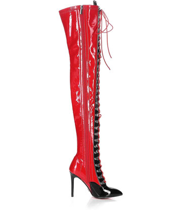 Giaro Giaro VERUSKA 1004 | RED BLACK | LACE-UP THIGH BOOTS