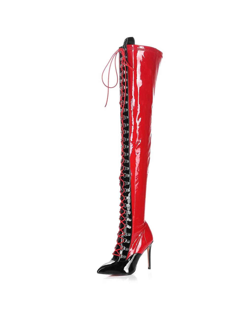 Giaro Giaro VERUSKA 1004 | RED BLACK | LACE-UP THIGH BOOTS