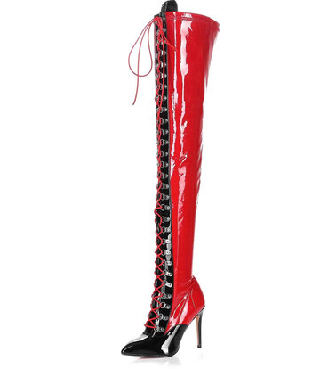 Giaro Giaro VERUSKA 1004 | RED BLACK | LACE-UP THIGH BOOTS