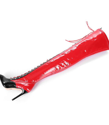 Giaro Giaro VERUSKA 1004 | RED BLACK | LACE-UP THIGH BOOTS