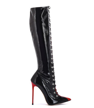 Sanctum Shoes Sanctum IRIS Knielaarzen met veters ZWART ROOD GLANZEND