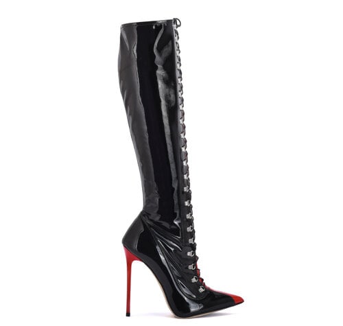 Sanctum Shoes IRIS SCHNÜRSTIEFEL SCHWARZ ROT GLÄNZEND