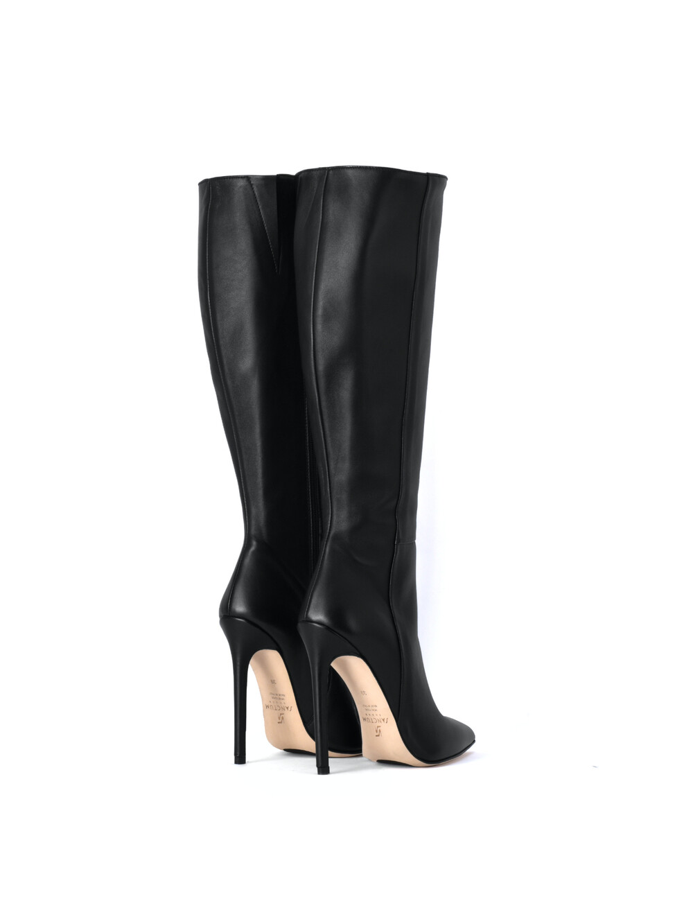 Sanctum Shoes Hoge Italiaanse knielaarzen VESTA met naaldhakken in echt leer