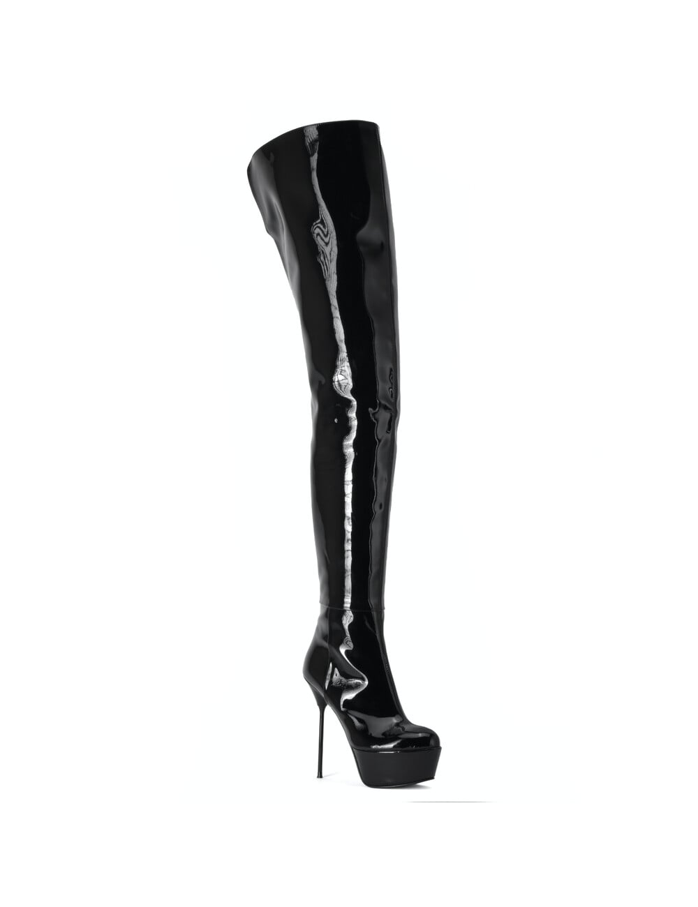 Sanctum Shoes High Italian crotch boots ISABELLA with platform in real patent leather