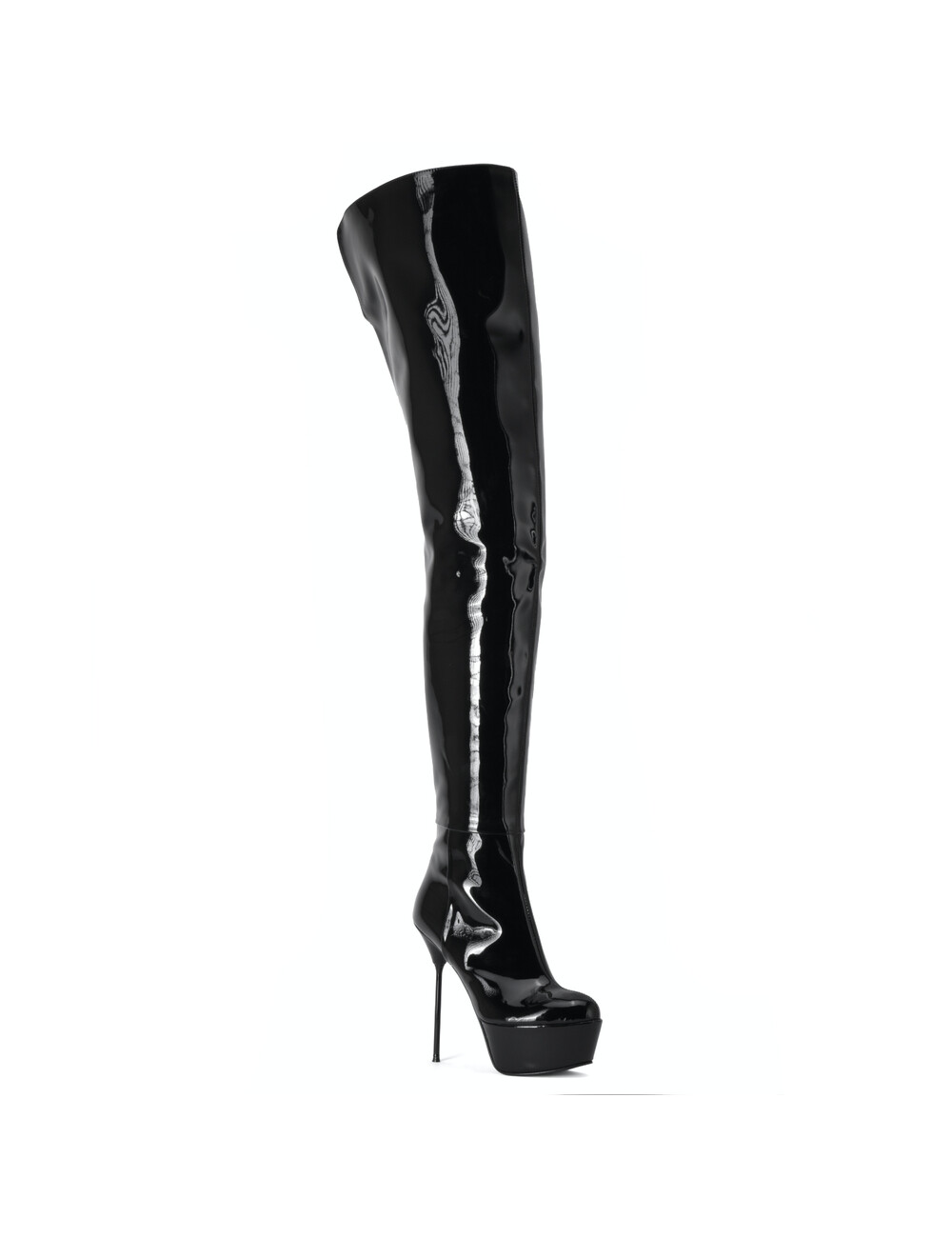 Sanctum Shoes Italienische Overknee-Stiefel ISABELLA mit Plateausohle aus echtem Lackleder