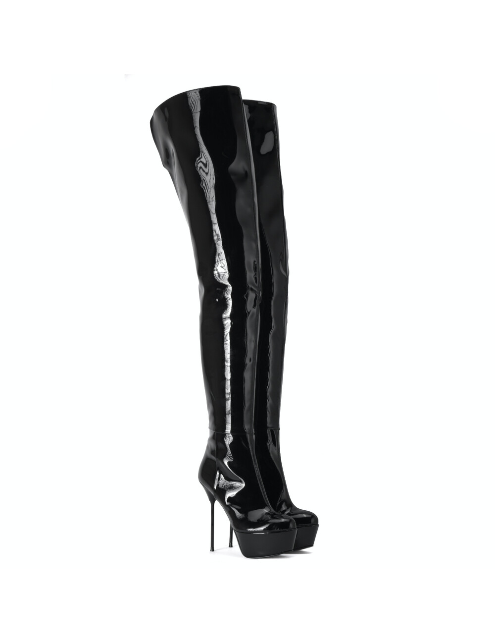 Sanctum Shoes High Italian crotch boots ISABELLA with platform in real patent leather