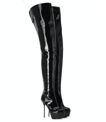 Sanctum Shoes High Italian crotch boots ISABELLA with platform in real patent leather