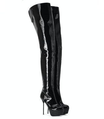 Sanctum Shoes Italienische Overknee-Stiefel ISABELLA mit Plateausohle aus echtem Lackleder