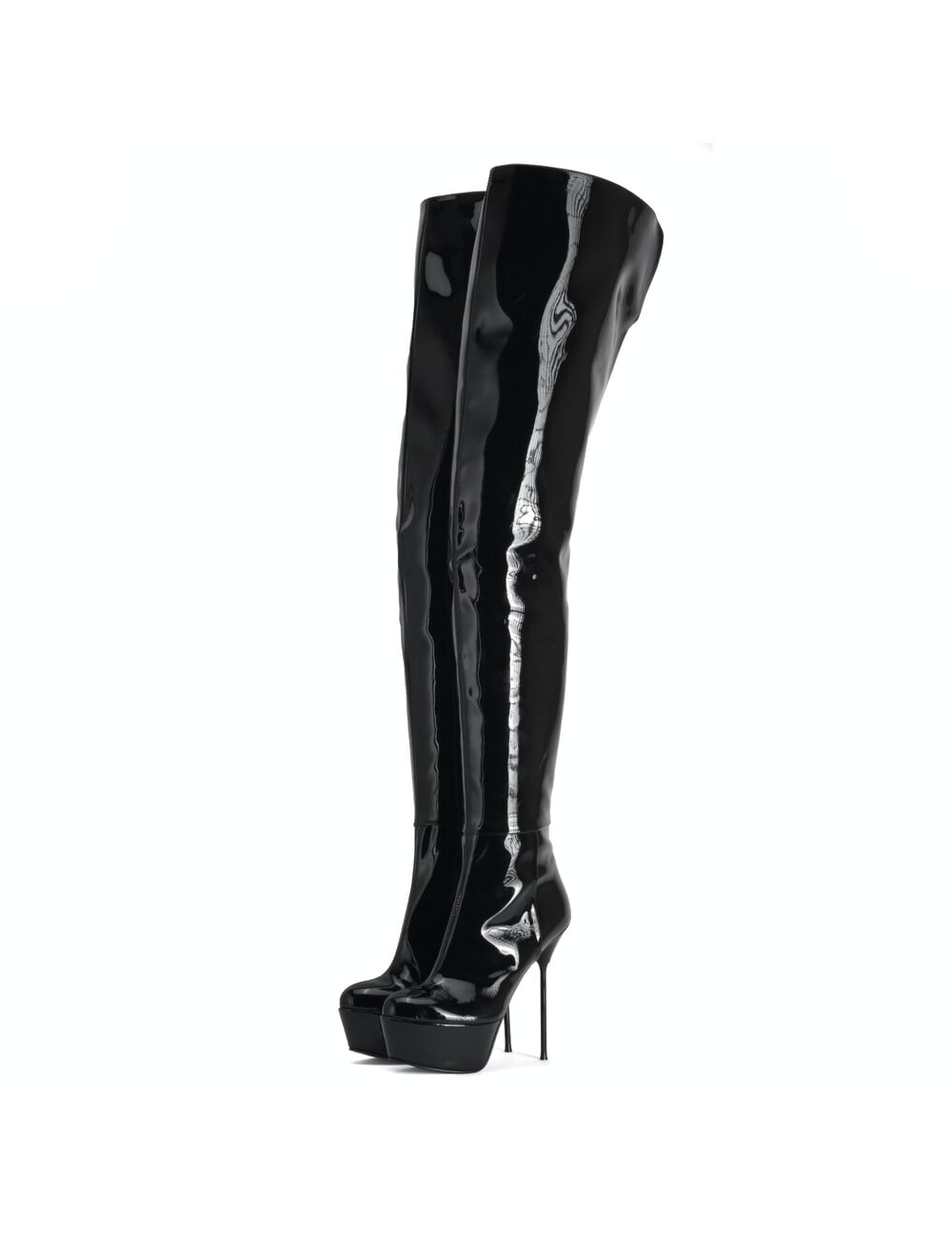 Sanctum Shoes High Italian crotch boots ISABELLA with platform in real patent leather