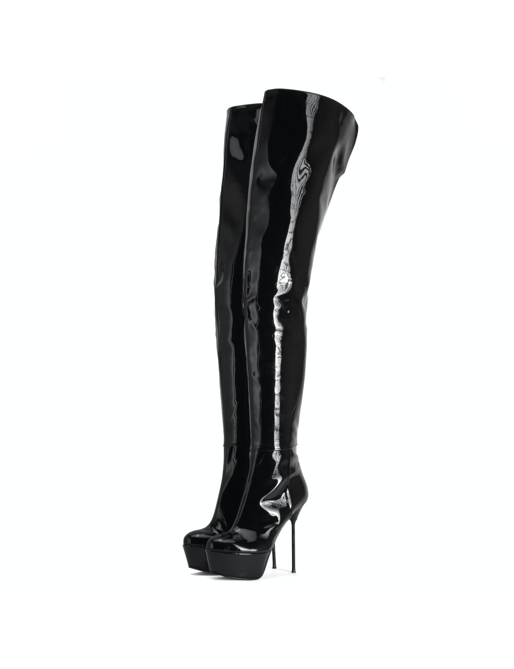Sanctum Shoes Italienische Overknee-Stiefel ISABELLA mit Plateausohle aus echtem Lackleder