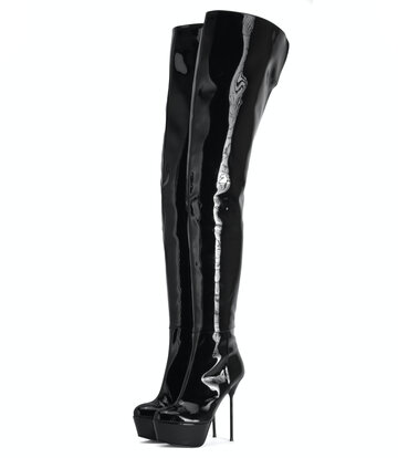 Sanctum Shoes High Italian crotch boots ISABELLA with platform in real patent leather