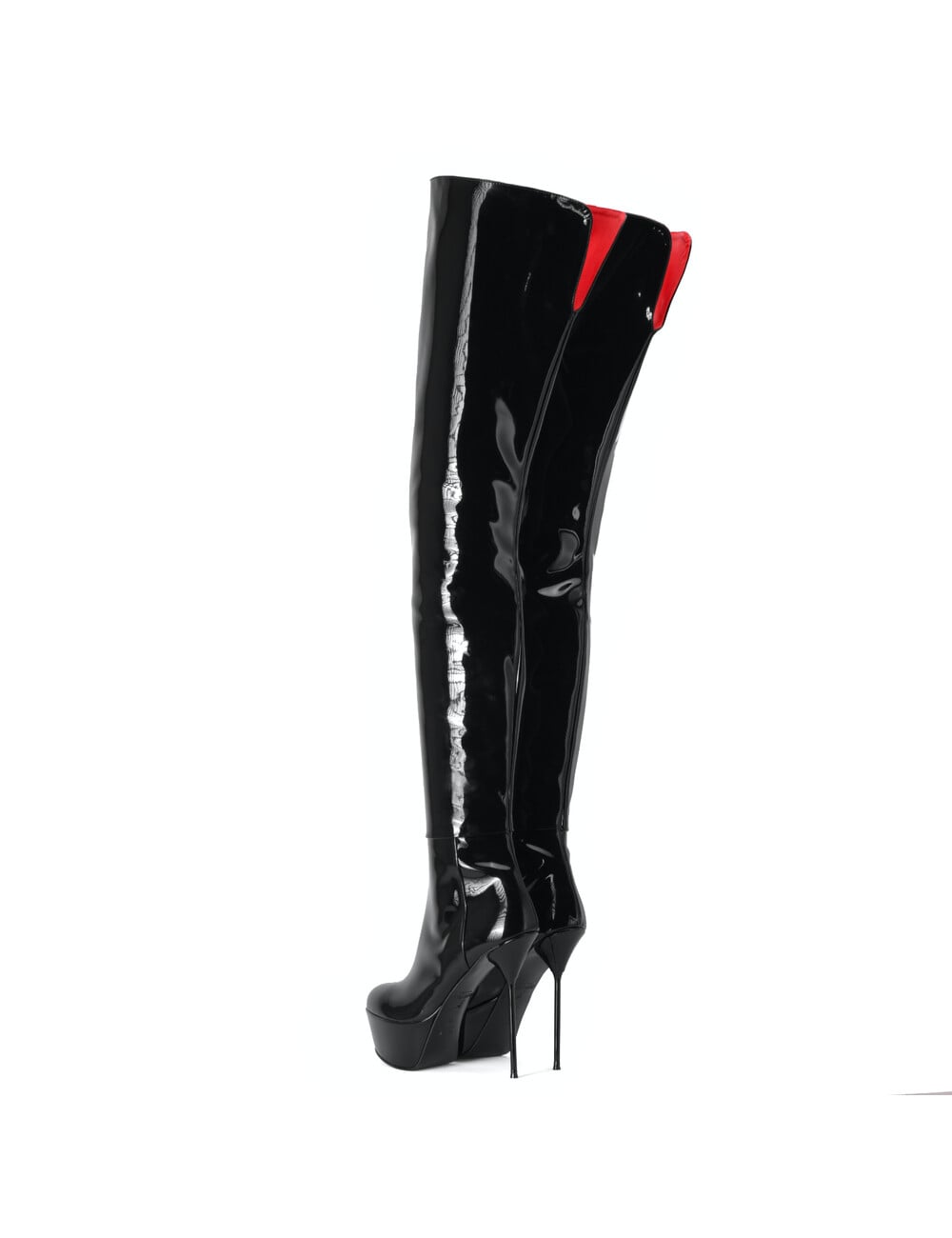 Sanctum Shoes High Italian crotch boots ISABELLA with platform in real patent leather