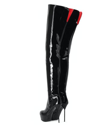 Sanctum Shoes High Italian crotch boots ISABELLA with platform in real patent leather