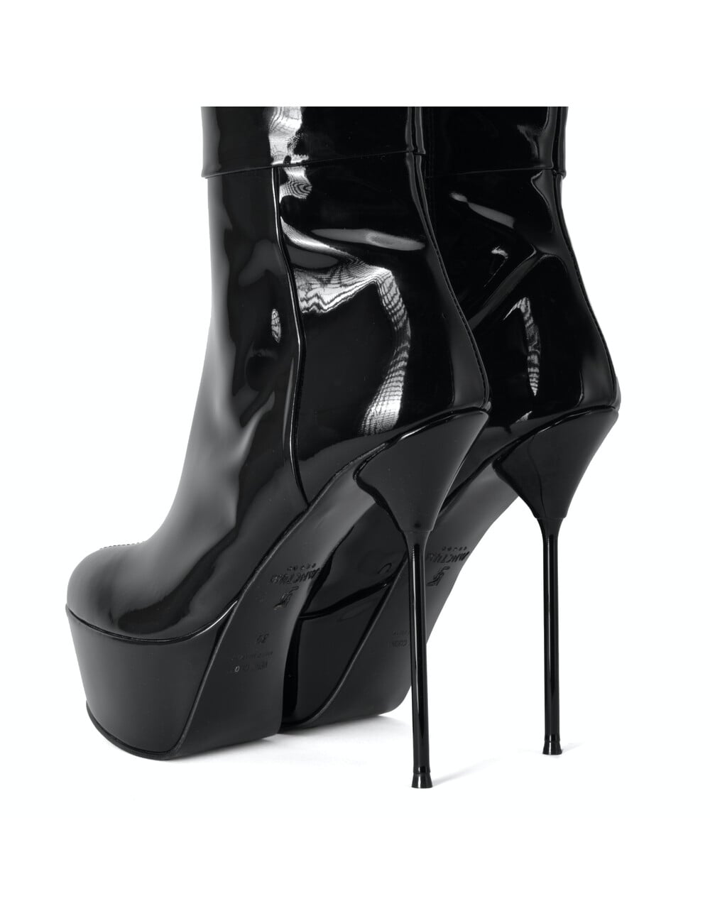 Sanctum Shoes High Italian crotch boots ISABELLA with platform in real patent leather