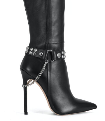 Sanctum Shoes LEATHER BOOT BELT LEA - 2CM - SINGLE CHAIN - BLACK NAPPA
