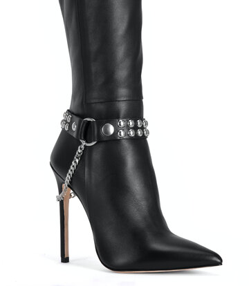 Sanctum Shoes LEATHER BOOT BELT LEA - 2CM - SINGLE CHAIN - BLACK NAPPA