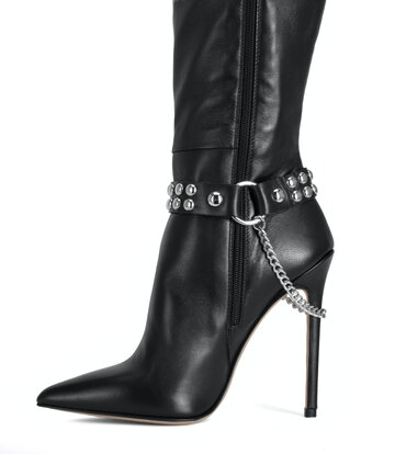 Sanctum Shoes LEATHER BOOT BELT LEA - 2CM - SINGLE CHAIN - BLACK NAPPA