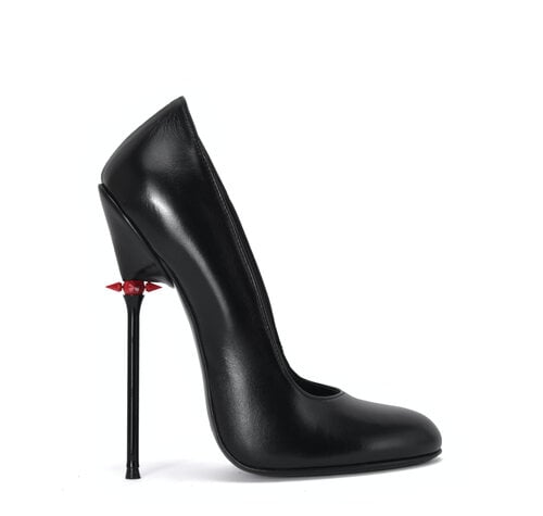 Sanctum Shoes VALENTINA RED ALERT EDITION BLACK MATTE GOAT LEATHER ROUND NOSED PUMPS