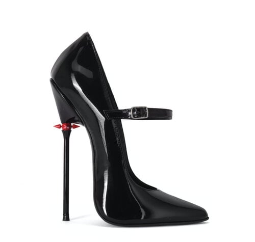 Sanctum Shoes TAMARA RED ALERT EDITION BLACK SHINY STRAP PUMPS