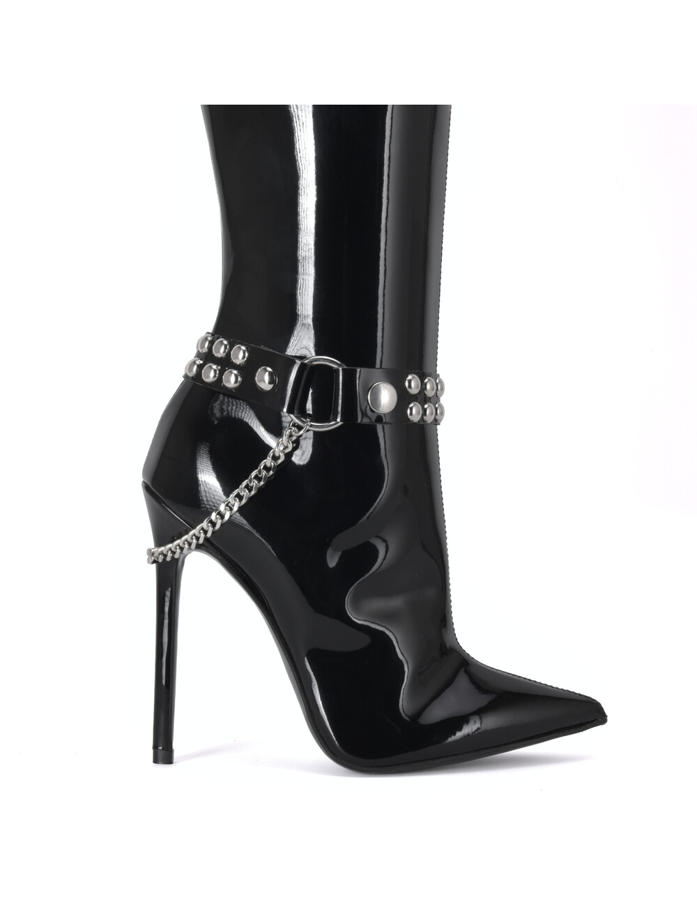 Sanctum Synthetic Leather Synthetischer Stiefelgürtel LEA - 2 cm - Einzelkette - Schwarz glänzend
