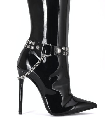 Sanctum Synthetic Leather Synthetischer Stiefelgürtel LEA - 2 cm - Einzelkette - Schwarz glänzend