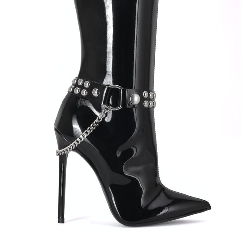 Sanctum Synthetic Leather LAARZENRIEM "LEA" - ZWART GLANZEND