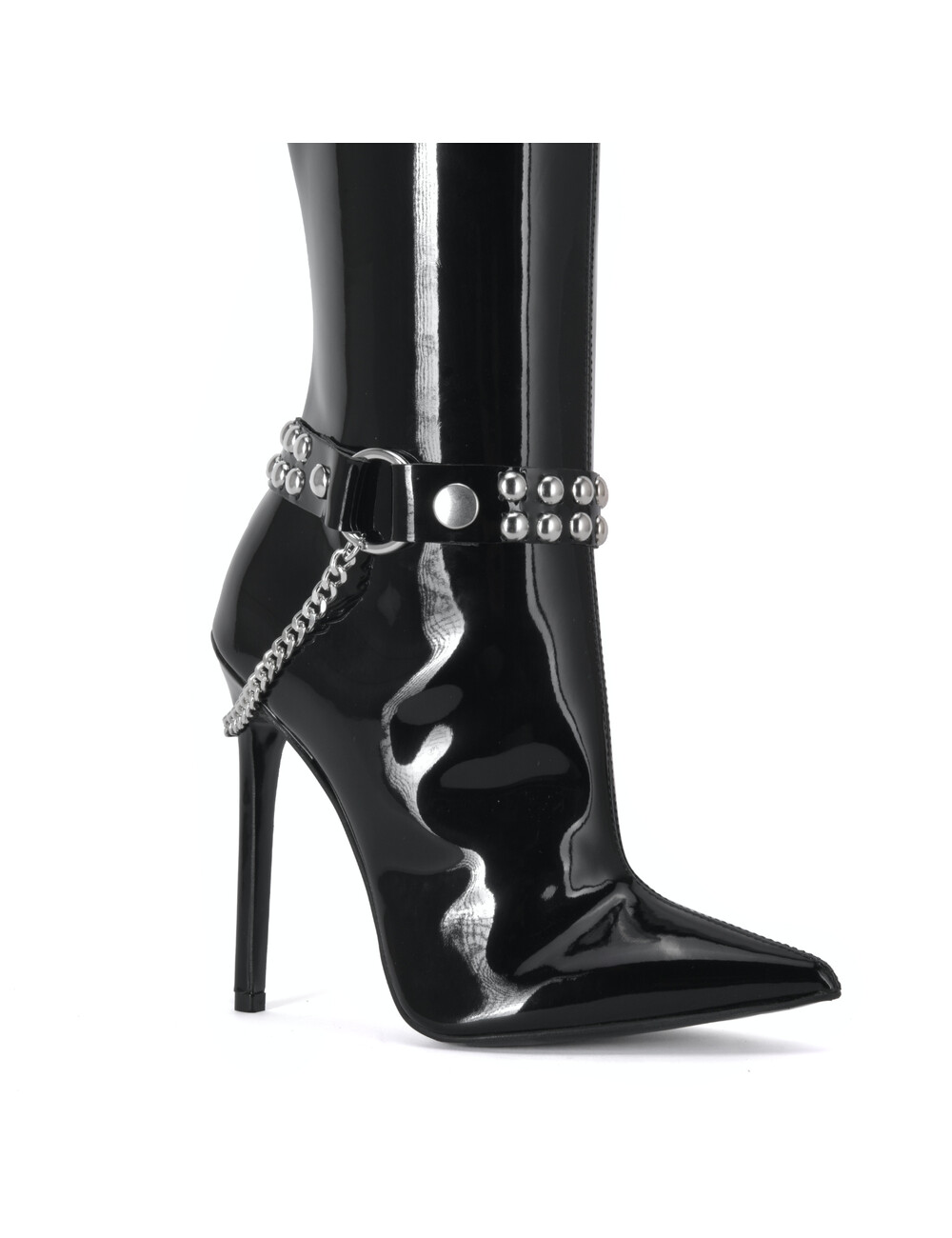 Sanctum Synthetic Leather SYNTHETIC BOOT BELT LEA - 2CM - SINGLE CHAIN - BLACK SHINY