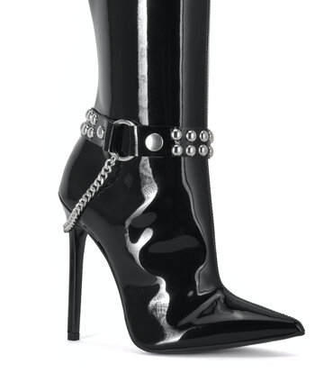 Sanctum Synthetic Leather Synthetischer Stiefelgürtel LEA - 2 cm - Einzelkette - Schwarz glänzend